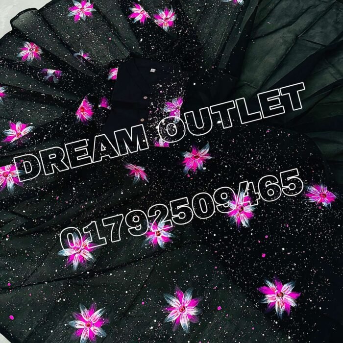 হ্যান্ডপেইন্টেড হাফসিল্ক শাড়ি এবং ধুপিয়ান কটন পাঞ্জাবি cd-23