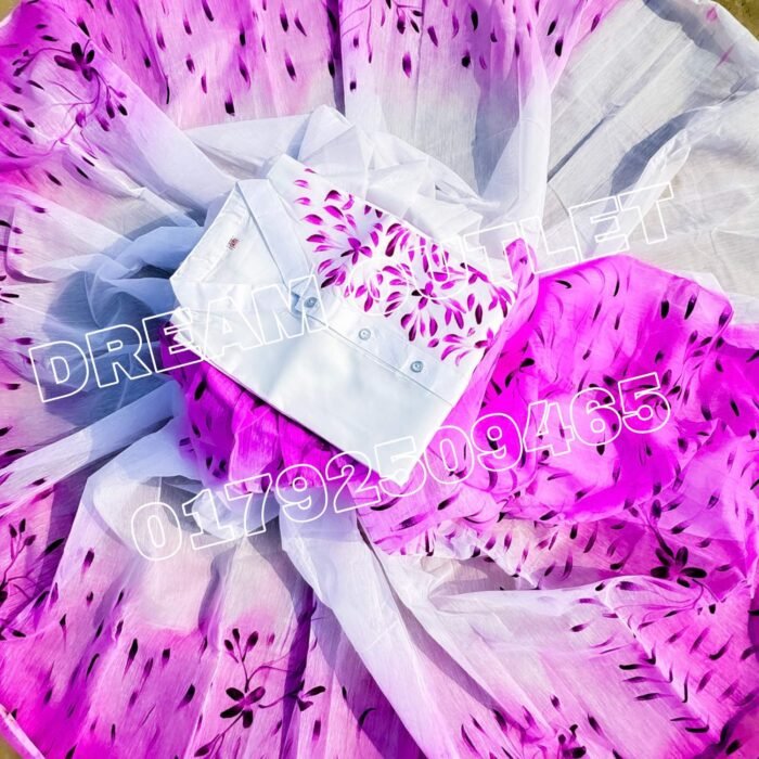 হ্যান্ডপেইন্টেড হাফসিল্ক শাড়ি এবং ধুপিয়ান কটন পাঞ্জাবি cd-24