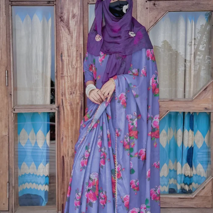 ইন্ডিয়ান ওয়েটলেস জর্জেট শাড়ি + ব্লাউজ পিস S-08