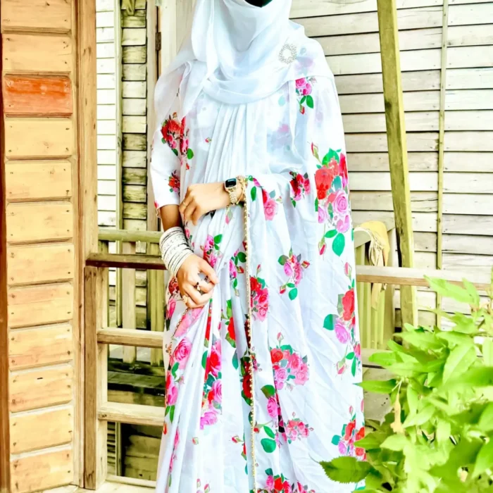 ইন্ডিয়ান ওয়েটলেস জর্জেট শাড়ি + ব্লাউজ পিস S-10