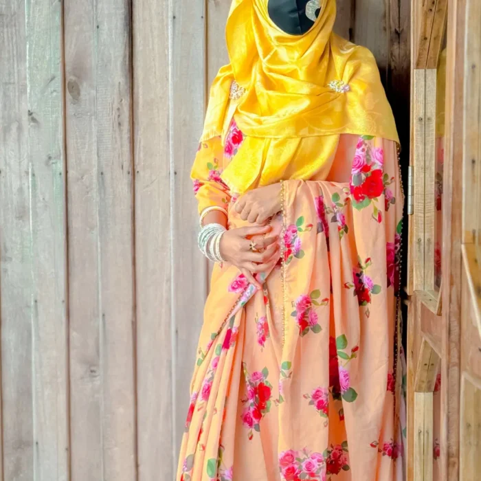 ইন্ডিয়ান ওয়েটলেস জর্জেট শাড়ি + ব্লাউজ পিস S-12