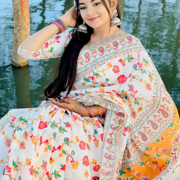 হাফসিল্ক জামদানি শাড়ি (সাথে ব্লাউজ পিছ ফ্রি 😍) s-17