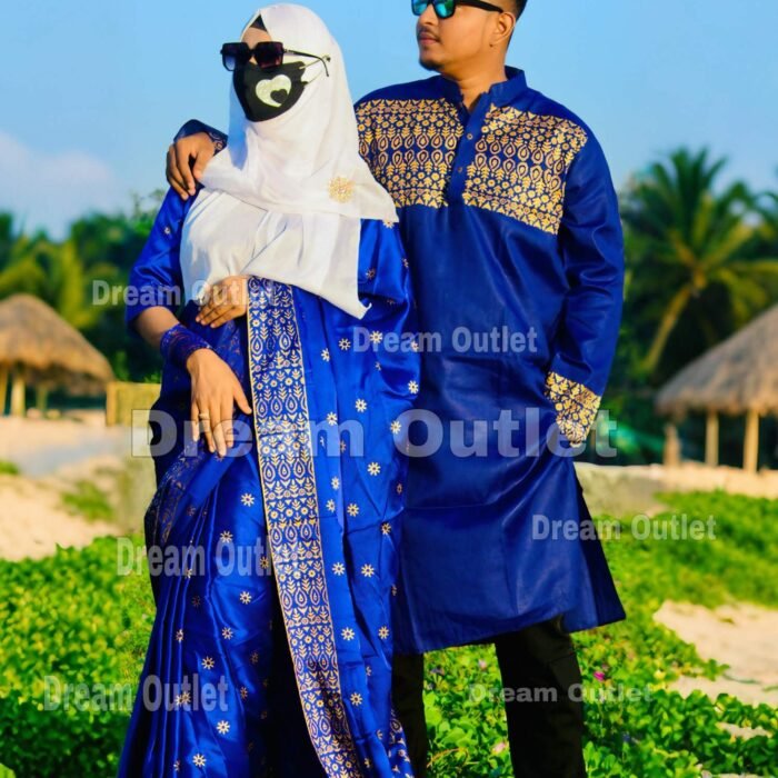 জাপানি সিল্ক বধুয়া বেনারসি শাড়ি + ধুপিয়ান কটন পাঞ্জাবি CD-33 (ব্লাউজ পিছ ফ্রি)