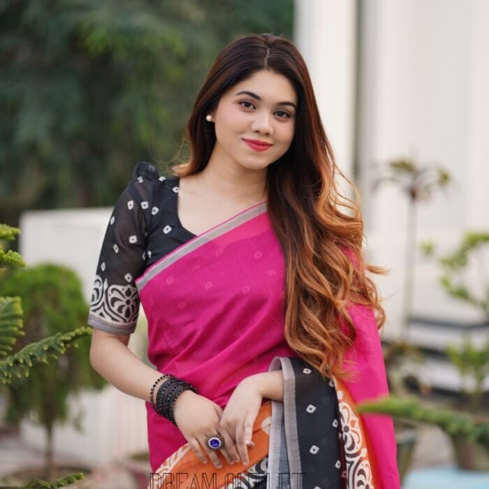 দুবাই চেরি সিল্ক শাড়ি + ব্লাউজ S-23