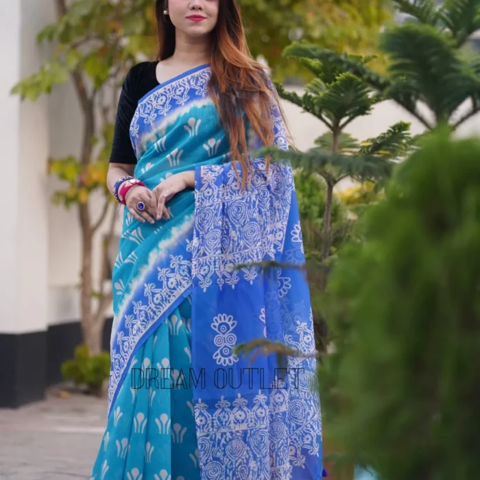 নীল বেলা শাড়ি + ব্লাউজ S-24