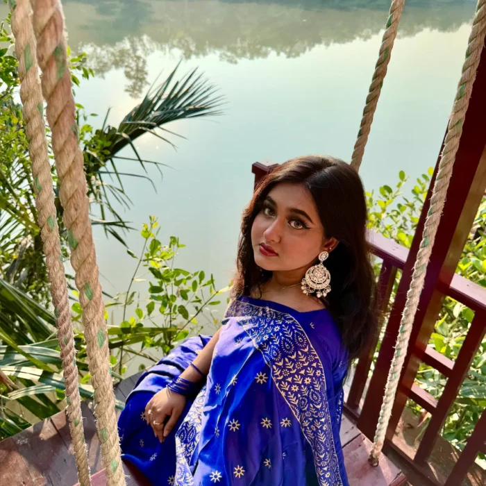 জাপানি সিল্ক বধুয়া বেনারসি শাড়ি + ব্লাউজ S-20 (Blue)